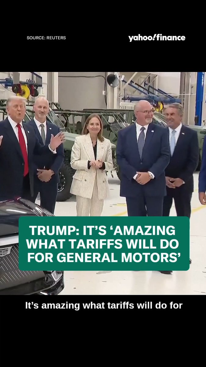President Trump visits a GM factory alongside CEO Mary Barra, crediting tariffs for the automaker's recent success: "It’s amazing what tariffs will do for General Motors."
