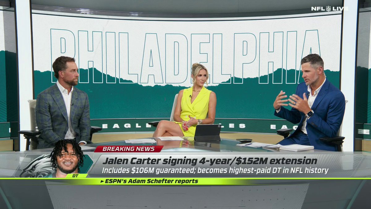 "I think this has the chance to be, once again, a top-five defense." Dan Orlovsky reacts to Jalen Carter's extension with Philadelphia 👏