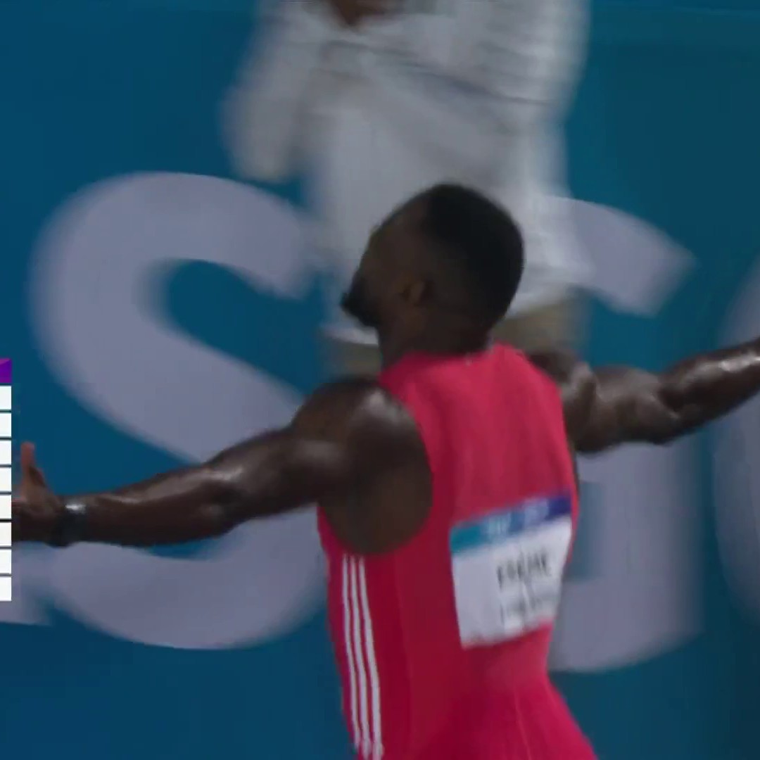 Emmanuel Eseme takes the gold in the men's 100m! 🥇 A Commonwealth Games record time of 9.83 seconds 🔥