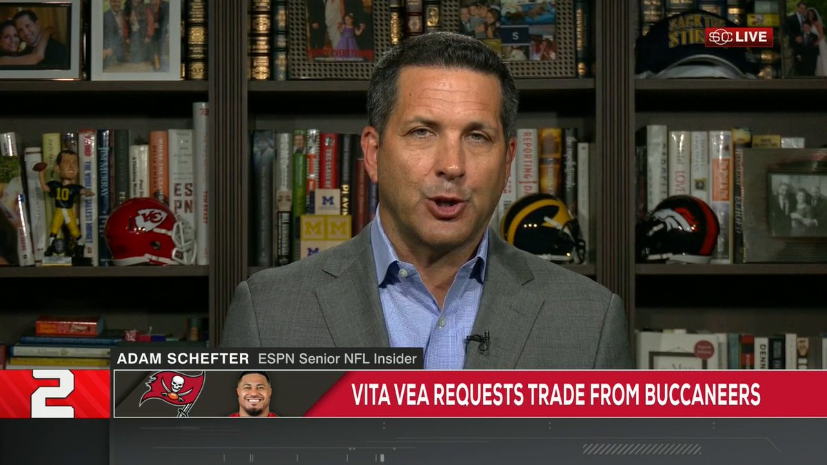 "Vita Vea wants his. ... Tampa's been unwilling to do it, and as long as that's the case, he's going to make noise." —Adam Schefter on Vita Vea's trade request from the Buccaneers 🏈