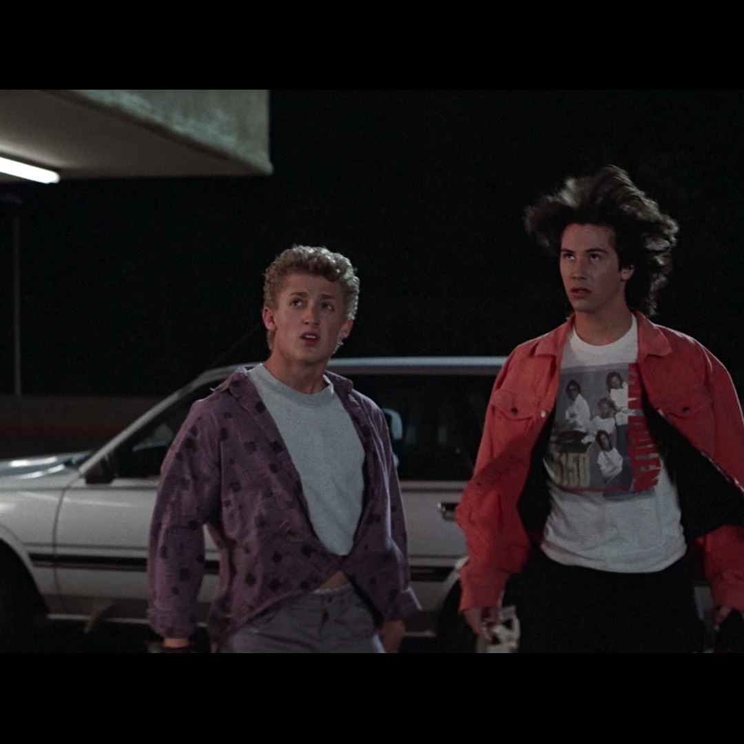 Evening viewing recommendation? On the Criterion Channel, watch BILL & TED'S EXCELLENT ADVENTURE (1989)! It’s a totally bodacious odyssey when slacker SoCal teens Bill (Alex Winter) and Ted (Keanu Reeves)—in danger of failing their high school history report, with potentially disastrous consequences for the fate of mankind—receive a little extracurricular help in the form of a time traveller (George Carlin) who takes them on a magical history tour that includes brushes with figures ranging from Napoleon and Billy the Kid to Socrates and Joan of Arc.