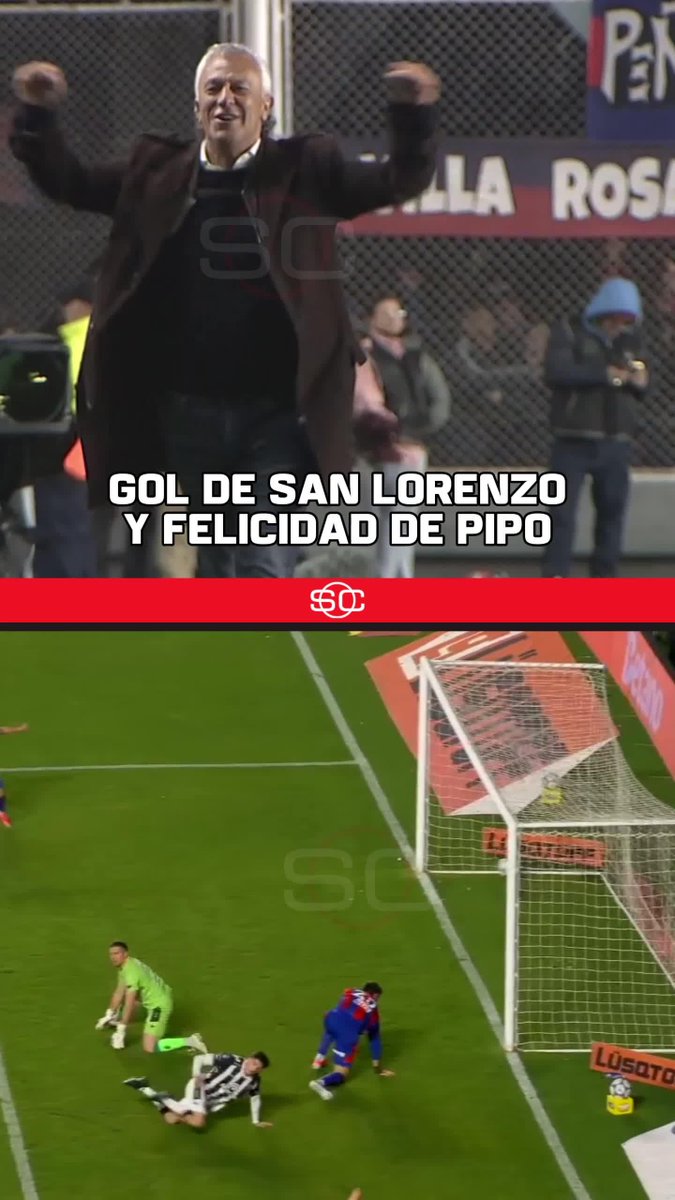 SONRÍE PIPO: la alegría de Néstor Gorosito tras el gol de Auzmendi para San Lorenzo ante Gimnasia de Mendoza.