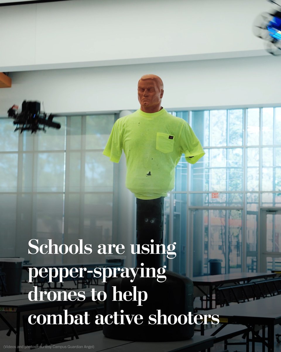 Some schools in Florida, Georgia and Colorado will be equipped with drones this year that can go through halls, smash windows and pepper-spray active shooters if teachers report a threat. The program follows a wave of high-tech campus security spending.