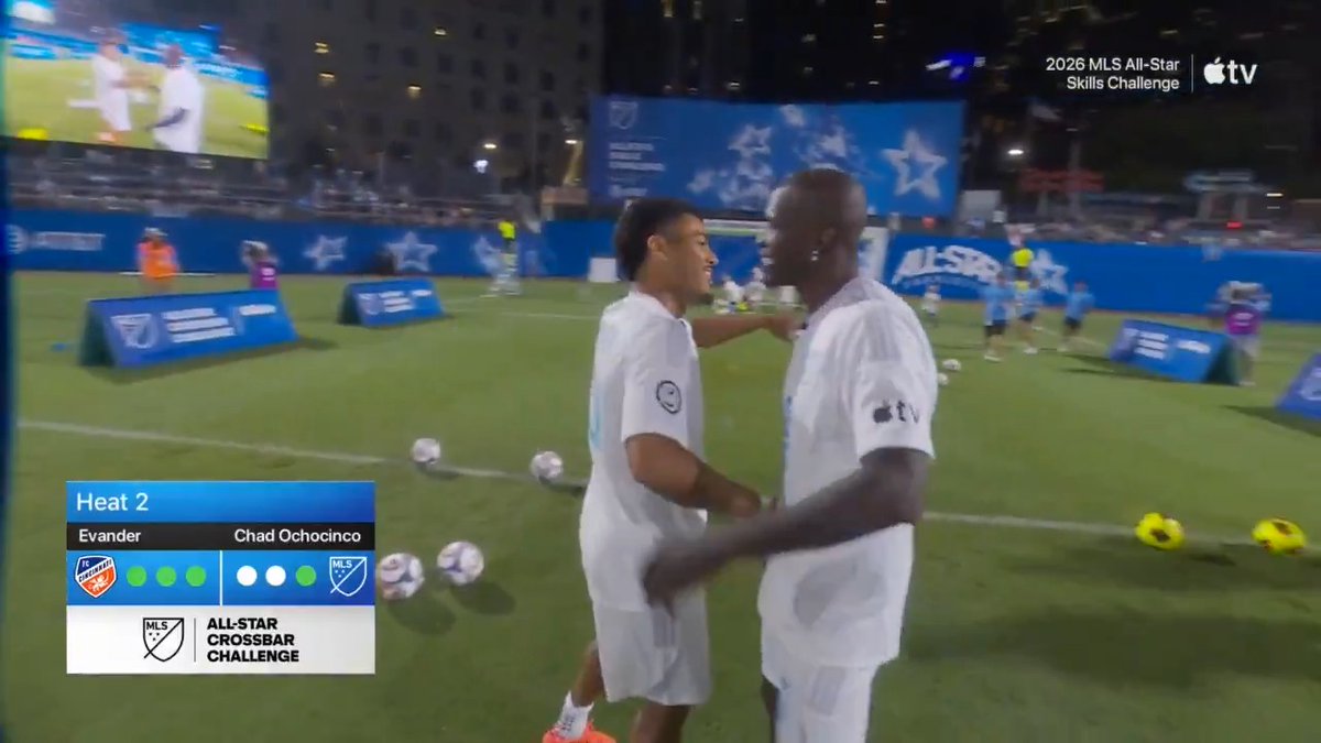 Good effort, Ochocinco. 🤝 Evander comes out on top in the MLS All-Star Crossbar Challenge pres. by Gillette.
