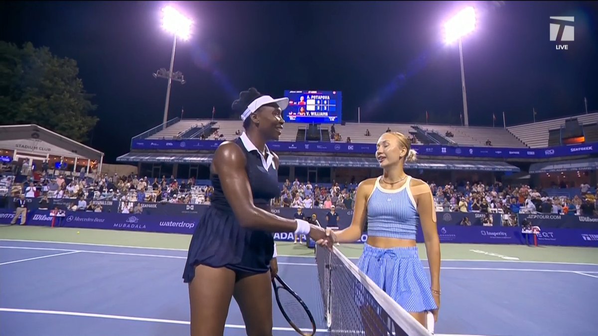 Potapova wins the striking battle 😤 She ends Venus Williams' D.C. run in straight sets. #MubadalaDCOpen