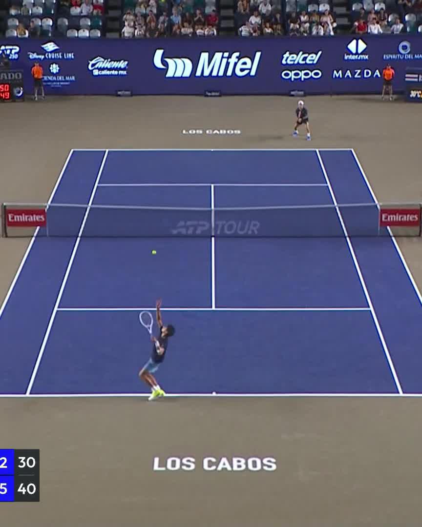 Home hero delivers in Mexico 🇲🇽 Rodrigo Pacheco battles past Shimabukuro 6-7(4) 7-5 6-2 to claim his second ATP Tour-level win! #LosCabosTennisOpen
