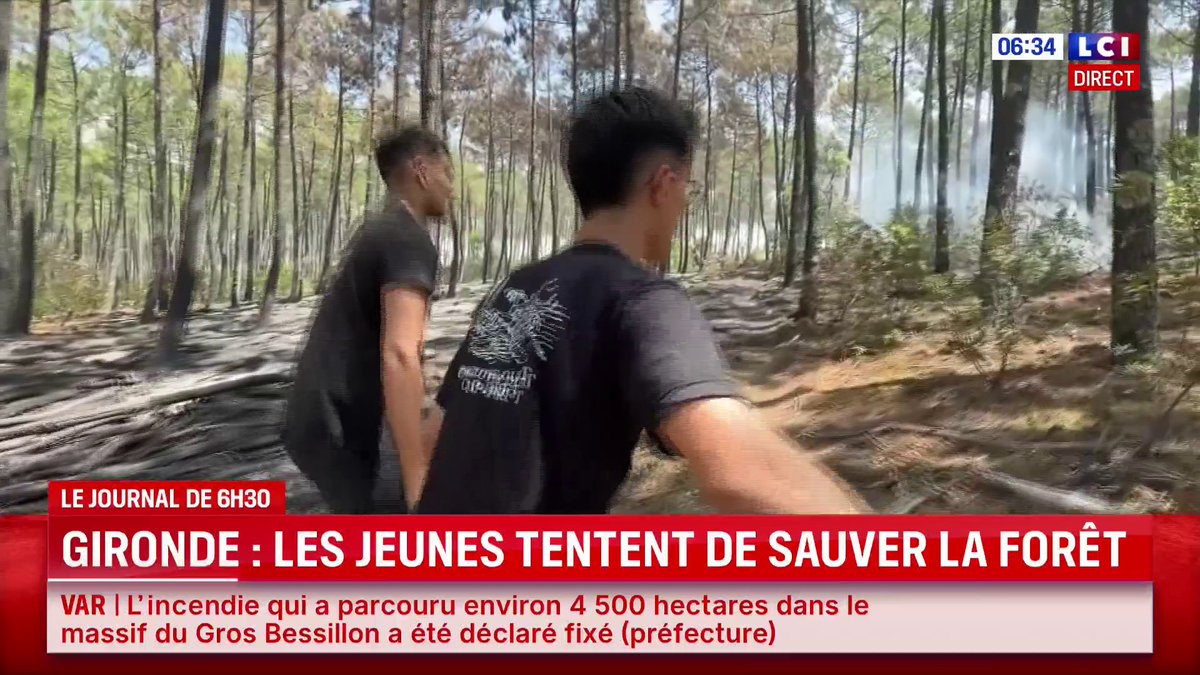 🔴 Gironde : les jeunes tentent de sauver la forêt Certains ont même annulé leurs vacances pour aider les pompiers, nous les avons suivis dans leur lutte. 📺 Le journal de 6H de Pierre Barbin | Matinale LCI