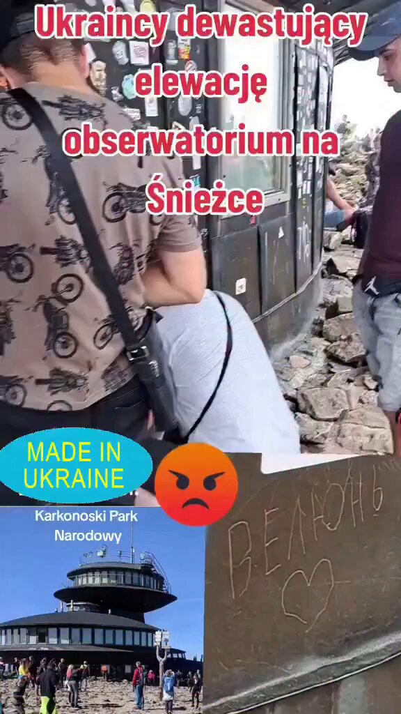 Ukraińcy dewastują elewację obserwatorium na Śnieżce Media milczą a Tusk mówi, że to Polacy winni