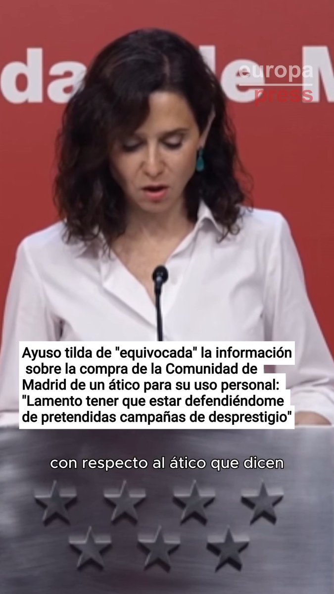 Ayuso tilda de "equivocada" la información sobre la compra de la Comunidad de Madrid de un ático para su uso personal: "Lamento tener que estar defendiéndome de pretendidas campañas de desprestigio"