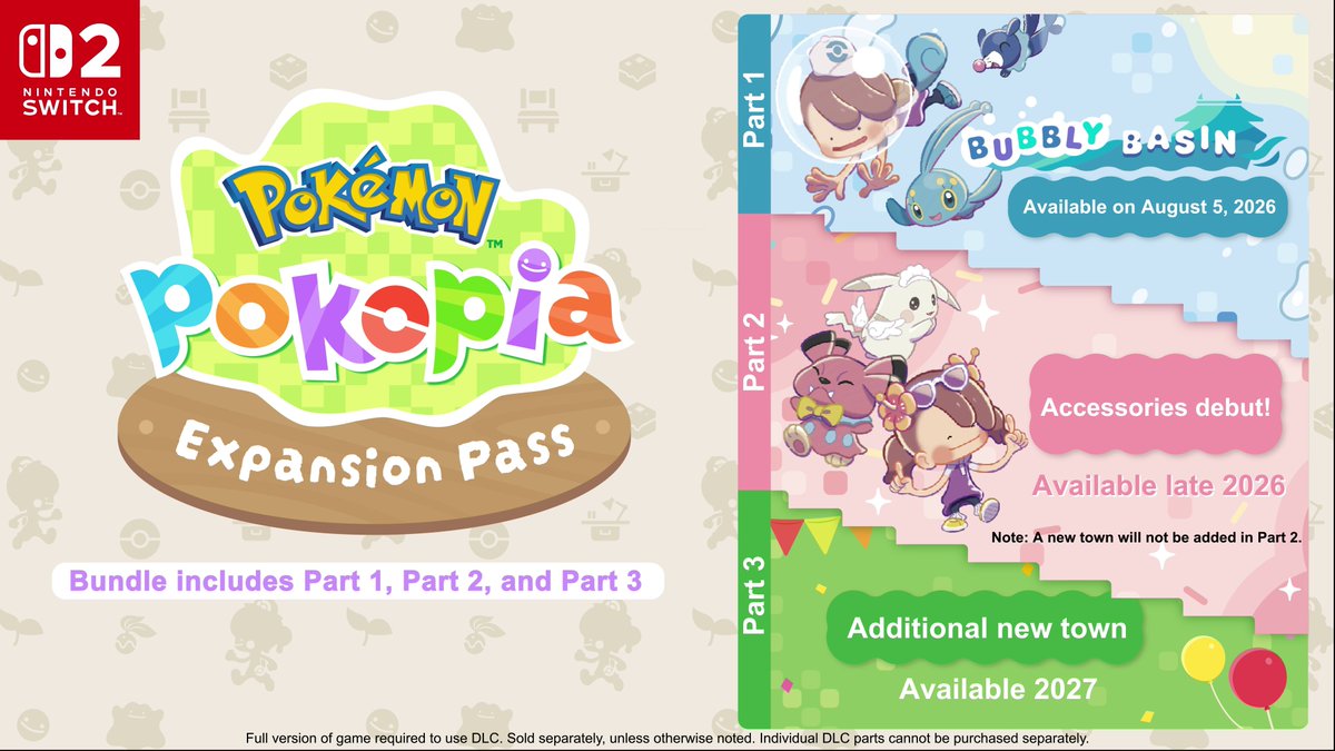 Take a deep breath and unwind as we go on a deep dive into the underwater town of Bubbly Basin. 🫧🤿 The #PokemonPokopia Expansion Pass paid DLC Part 1: Bubbly Basin releases August 5, 2026.