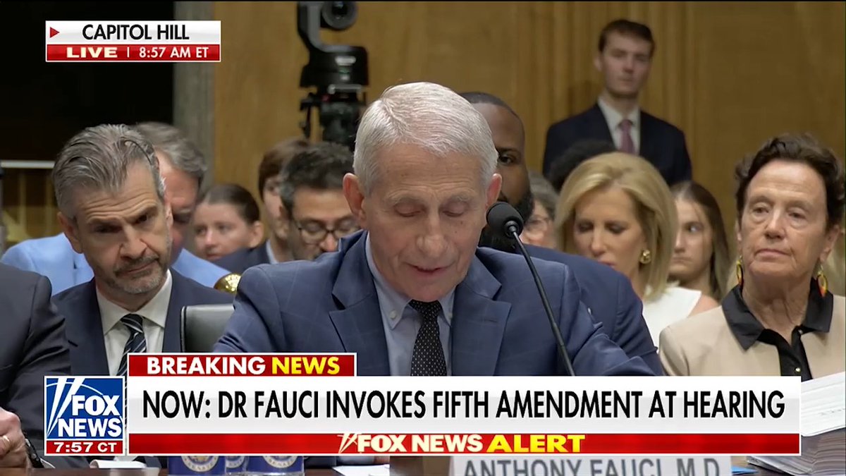 🚨 Dr. Anthony Fauci pleads the Fifth during pandemic response Senate hearing. Credit: Fox News