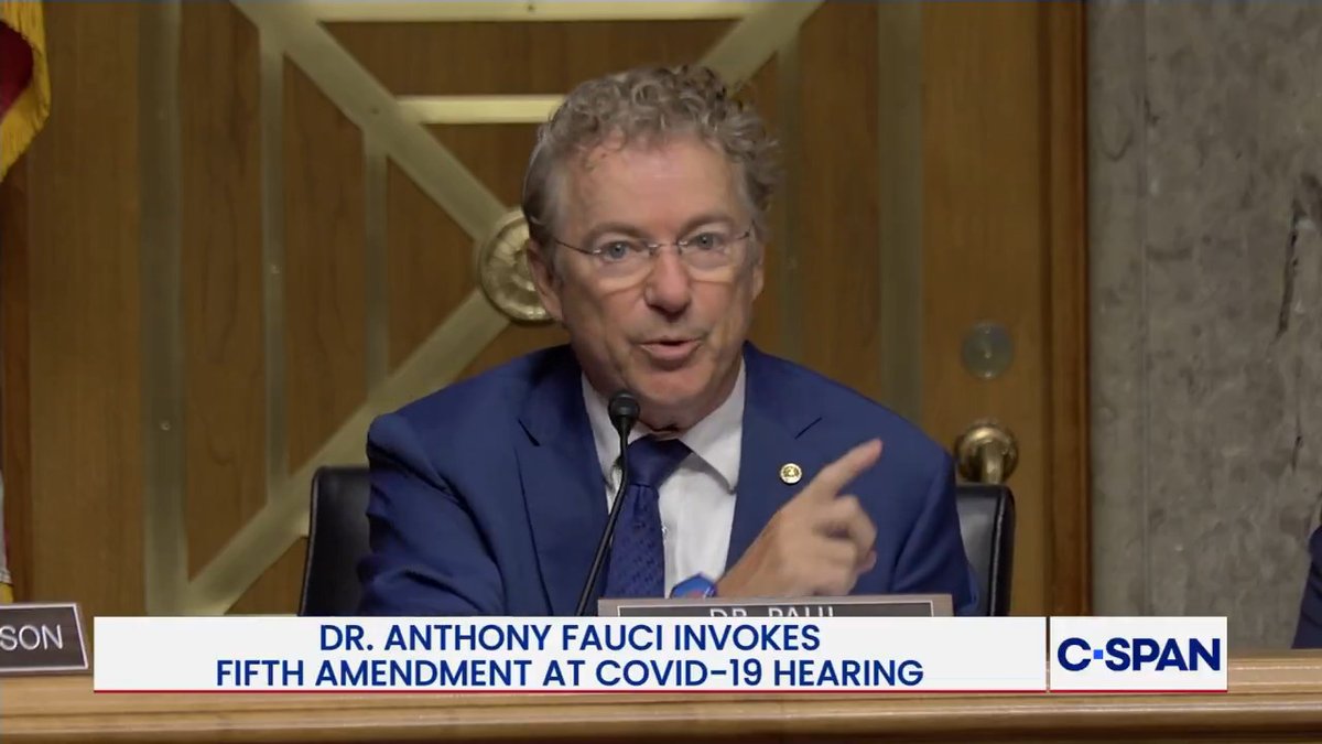 .Senator Rand Paul to Dr. Anthony Fauci: "In no courtroom in America can you have your witness plead the Fifth Amendment and then your attorney gets to testify!"