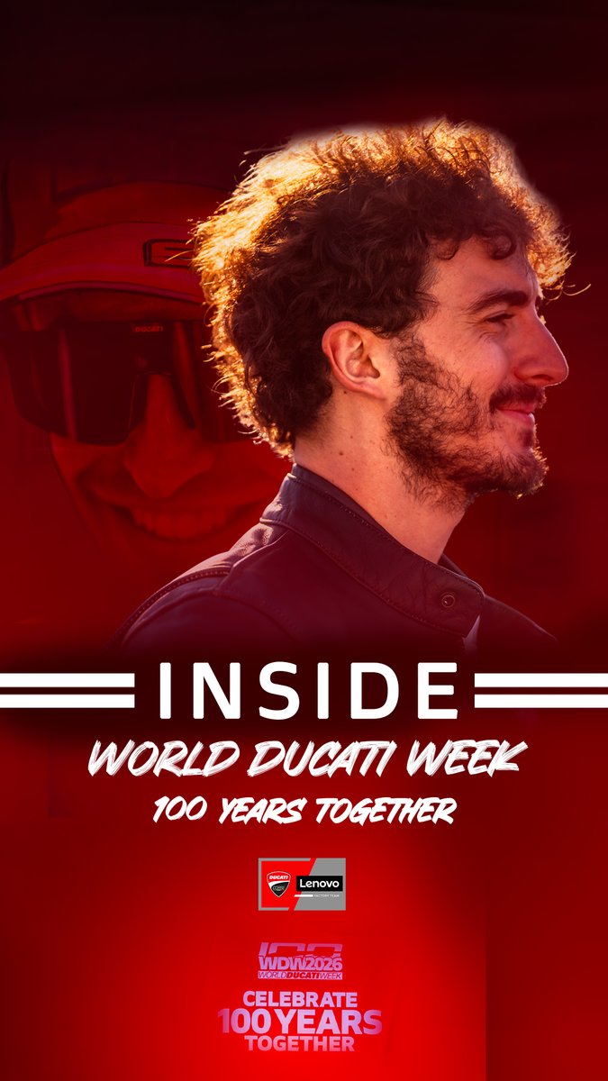 An extra episode you definitely don't want to miss! 🔥 Welcome to the "Centenary" Episode of INSIDE Ducati Lenovo Team, straight from #WDW2026🎂 Join Pecco Bagnaia, Marc Márquez and Ducati legends behind the scenes of our 100th anniversary celebrations❤️ 🎬