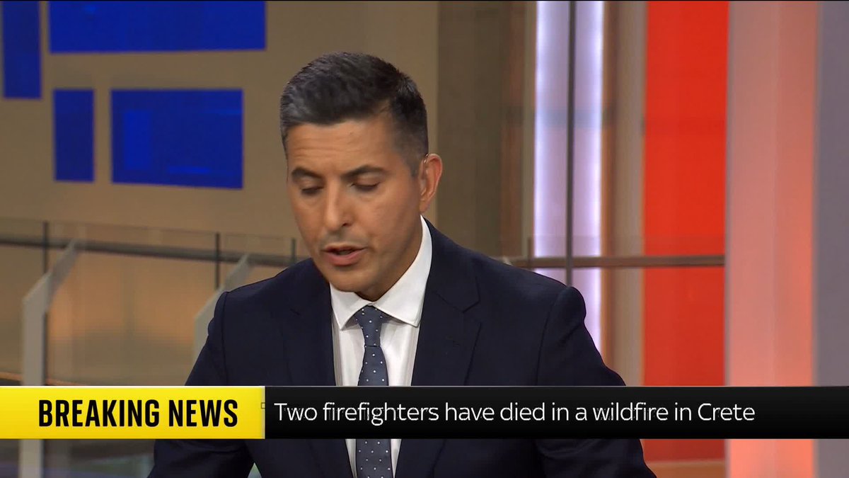 BREAKING: Greece's national fire service says two firefighters have died responding to a wildfire on the island of Crete. Read the latest on wildfires across Europe 🔗 📺 Sky 501, Virgin 602, Freeview 233 and YouTube