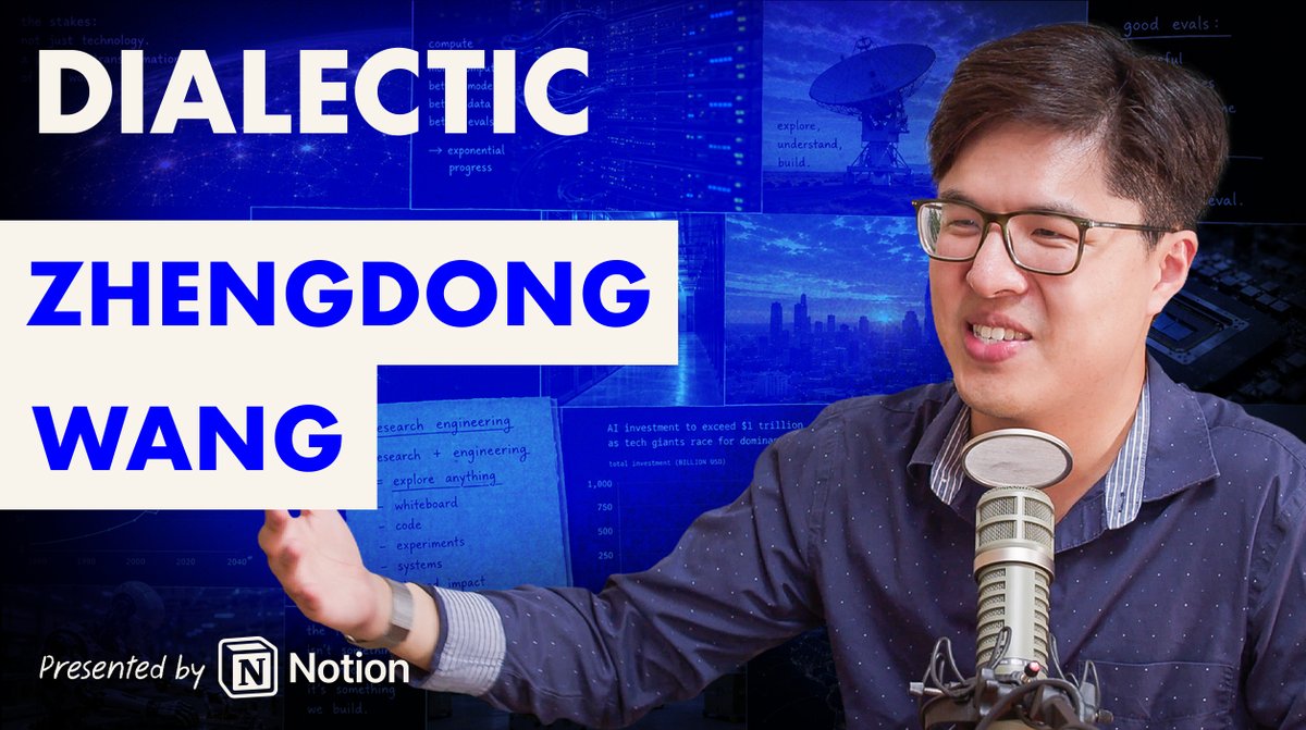 Dialectic 53: Zhengdong - Feeling the Wave Zhengdong Wang is an AI researcher who writes annual letters from the frontier. I particularly loved his 2025 letter, in which he describes 'the compute theory of everything' and feeling the wave crash over him as we march up the exponential to AGI. I talked to him about what it will take for the rest of the world to believe, how AGI is a moving target and we might better conceive of progress as simply: "the model does the eval," and where all of this might leave us on the other side. Timestamps: (0:00) Opening Highlights (1:16) Intro to Zhengdong (4:33) Start: Why Research: "I Just Want to Know" (12:25) The Model Does the Eval: AGI as a Moving Target, RSI, and Laser Beams (33:17) The Compute Theory of Everything and Feeling the Wave (53:17) The Myths AI Needs, Competition vs. Power Concentration, and Whether Progress Is Inevitable (1:13:42) "Who Could Possibly Compete?": Post-AGI Meaning, Work, and Questing (1:29:28) Are You Having Fun? Vacations, Mattering, and How to Live (1:47:13) Annual Letters, Economist Obituaries, London, and Burke Dialectic with Jackson Dahl Ep. 53: Zhengdong Wang is out now, below and on all platforms.