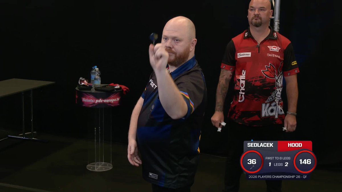 Justin Hood takes out a crushing 146 checkout to take a two-leg advantage over Karel Sedlacek 🚀 📺 #PC26