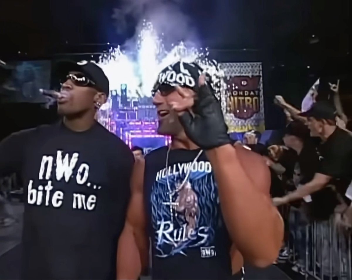 29 years ago, The NWO came out to ‘Voodoo Child’ with Dennis Rodman, while smoking cigars with Michael Buffer introducing them to the ring. (1997)