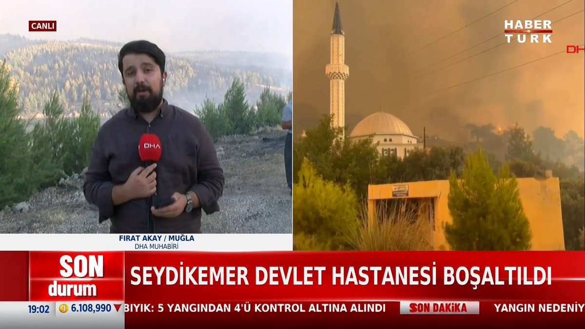 #SONDURUM - Seydikemer'de orman yangını. Yangına çok sayıda uçak ve helikopterle müdahale ediliyor.