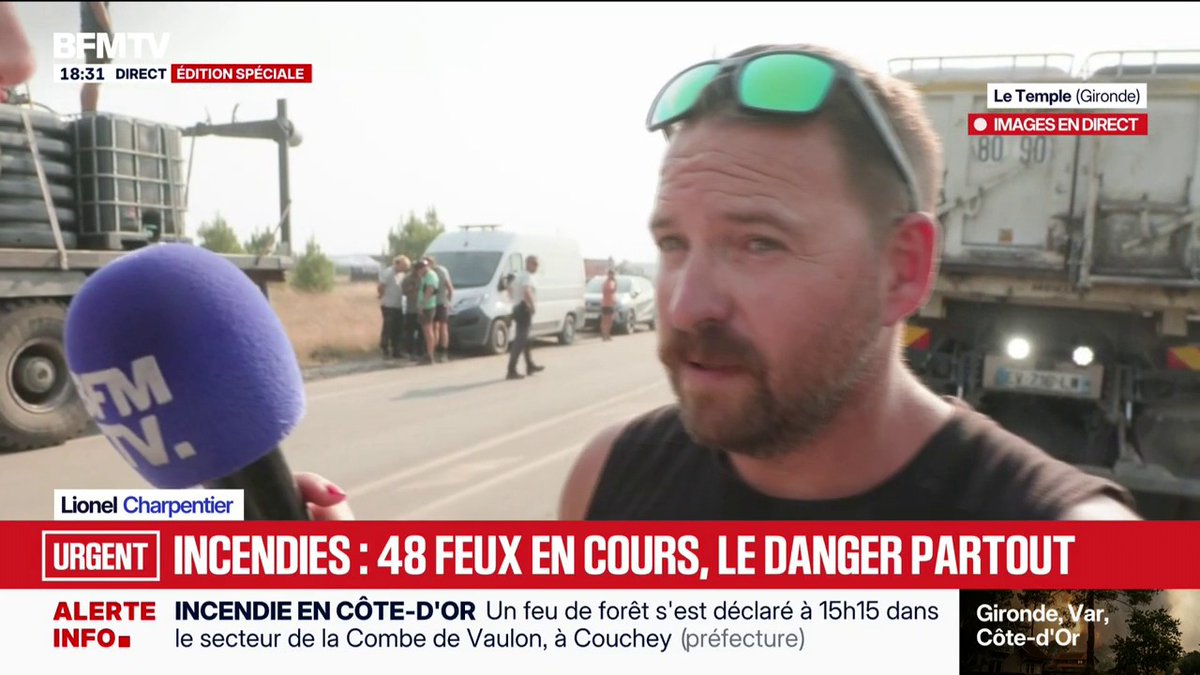 "Plus de 1.000 euros": ces charpentiers mobilisés depuis le début des incendies en Gironde aident les pompiers avec leurs propres moyens