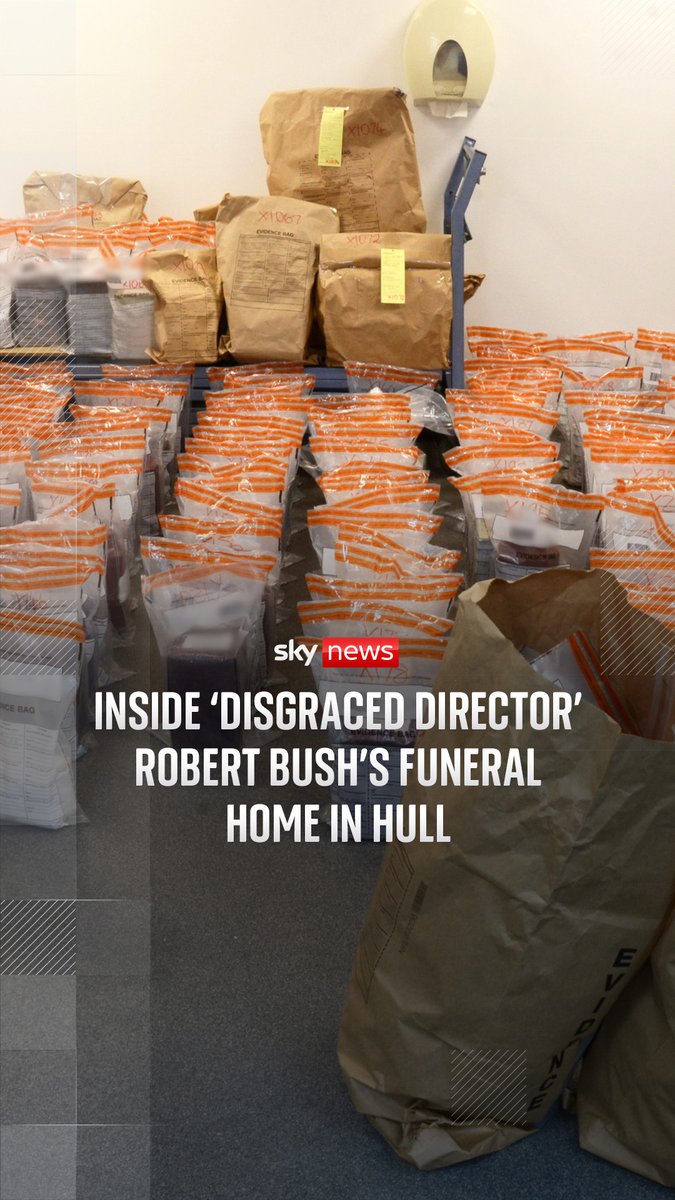 A major police investigation into Robert Bush began in March 2024, when dozens of bodies and ashes from different people were recovered from Legacy Independent Funeral Directors in Hull. Police found unidentified ashes in mouldy boxes, family photographs left out of coffins and jewellery not returned to families. Sky's Katie Barnfield reports. 🔗