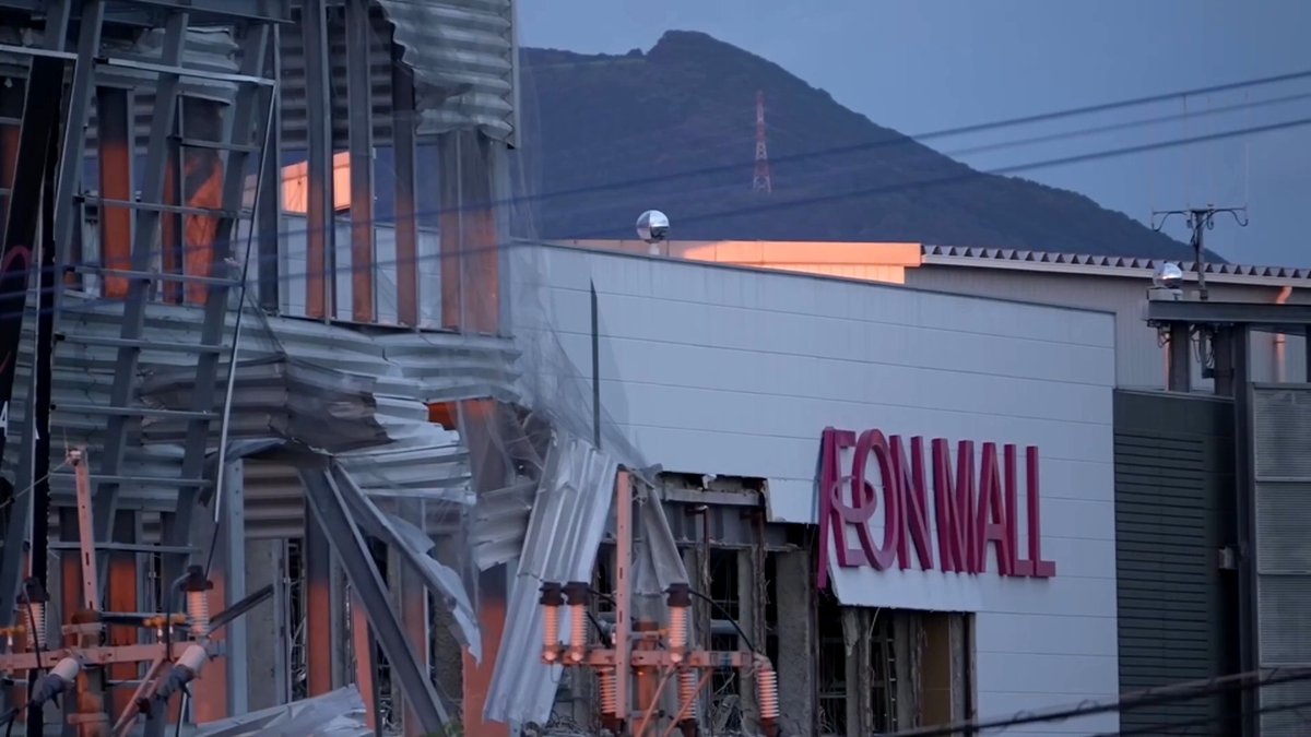 Police footage shows damage inside the Aeon mall in southern Japan after a 7.1-magnitude earthquake caused an explosion, killing at least 13 people and leaving three workers missing