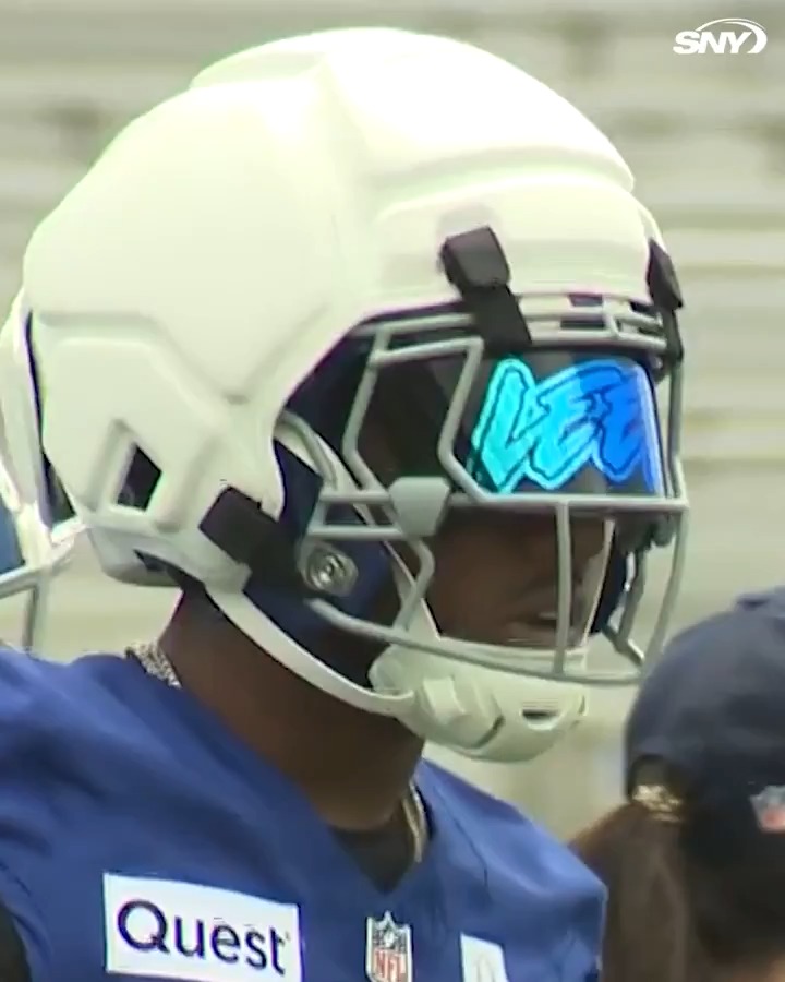 Malik Nabers on the field for the first day of Giants training camp