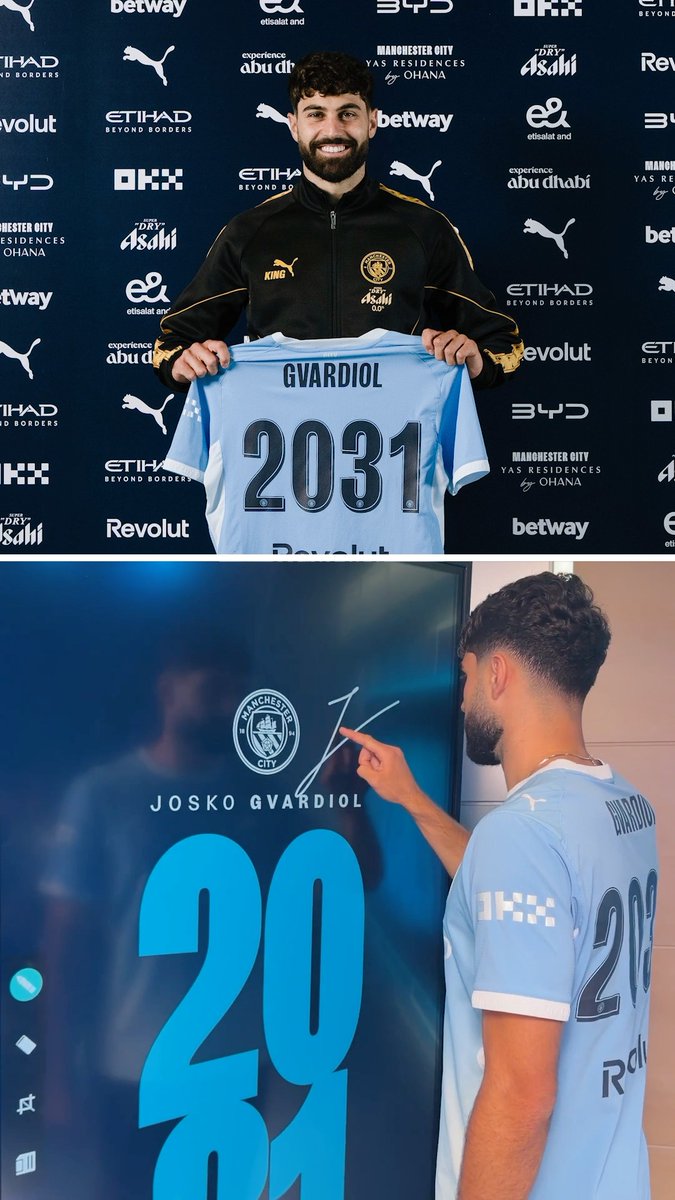 Joško Gvardiol extendió su contrato con el Manchester City hasta 2031 ✍️👏. Vía: @mancity