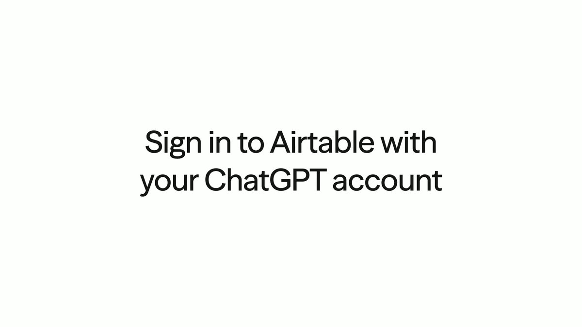 We've partnered with OpenAI to bring Airtable directly into ChatGPT. Build fully customized workflows and manage your data without ever leaving your chat. → Connect your bases in seconds → Generate new tables and structures mid-conversation → Turn unstructured chat ideas into live workflows instantly Connect: