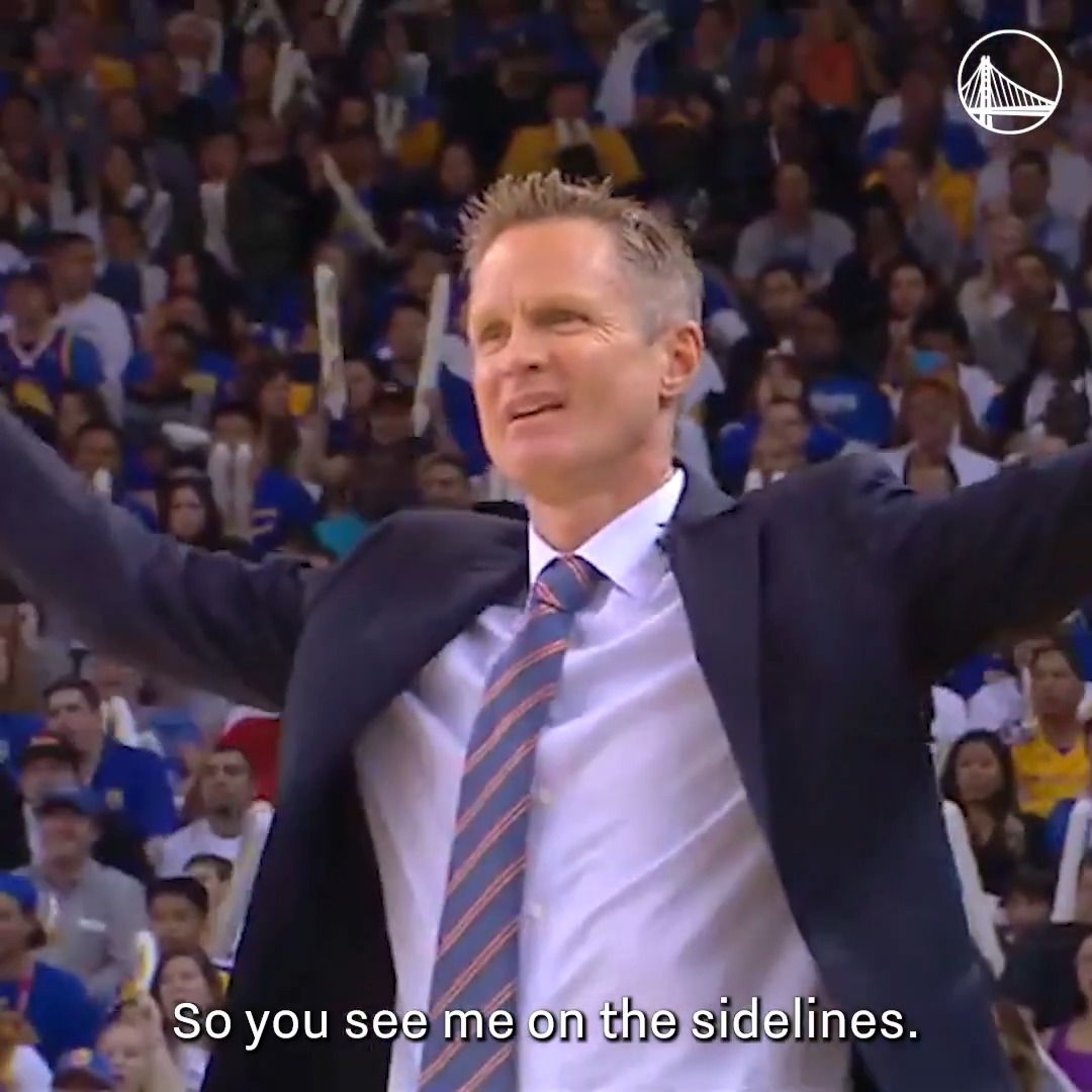 It seems crazy until it goes in 🤯 Steve Kerr remembers an ICONIC Stephen Curry play.