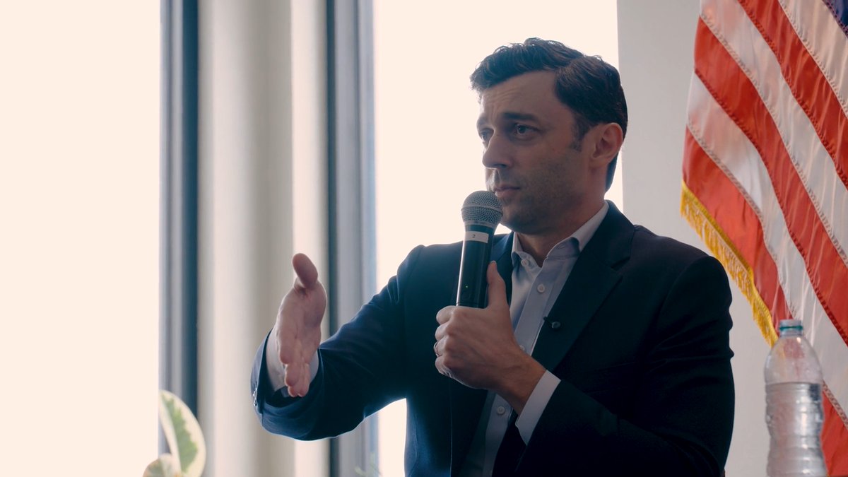 Ossoff: When you all sent me and Raphael Warnock to the Senate, we stood up to the drug companies, and we passed a law that capped the cost of insulin for seniors on Medicare at $35 a month. We capped out-of-pocket costs for prescriptions for seniors in Georgia and across the country. Raphael and I have done everything we can to surge resources to clinics and hospitals across Georgia — new MRIs, new mobile mammography services, upgraded emergency rooms, upgraded clinics. Here's the contrast: Donald Trump and Mike Collins passed the largest Medicaid cut in American history — when 50% of all births in Georgia are covered by Medicaid, 40% of all kids in Georgia are covered by Medicaid, and listen to this: 70% of Georgia seniors in nursing homes are covered by Medicaid.