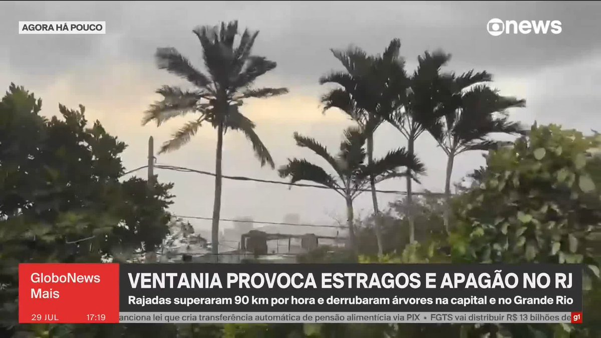 Ventania atinge o RJ e provoca estragos. Rajadas superaram 90 km/h. ➡ Assista à #GloboNews ao vivo: #GloboNewsMais