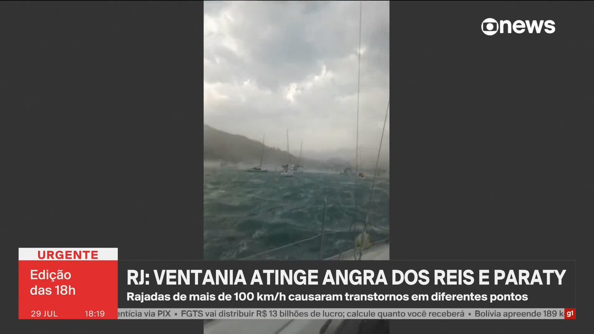 Veja imagens da ventania em Angra dos Reis e Paraty (RJ). Rajadas superaram os 100 km/h. ➡ Assista à #GloboNews ao vivo: #Edição18