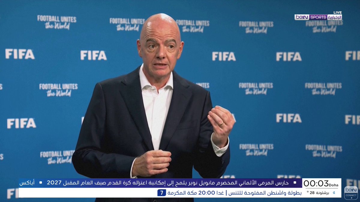 💬 رئيس الاتحاد الدولي لكرة القدم جاني إنفانتينو يؤكد أن المشجعين سيبقون حجر الزاوية في كرة القدم ولن تتغير الرياضة التي يشاهدونها ويحبونها