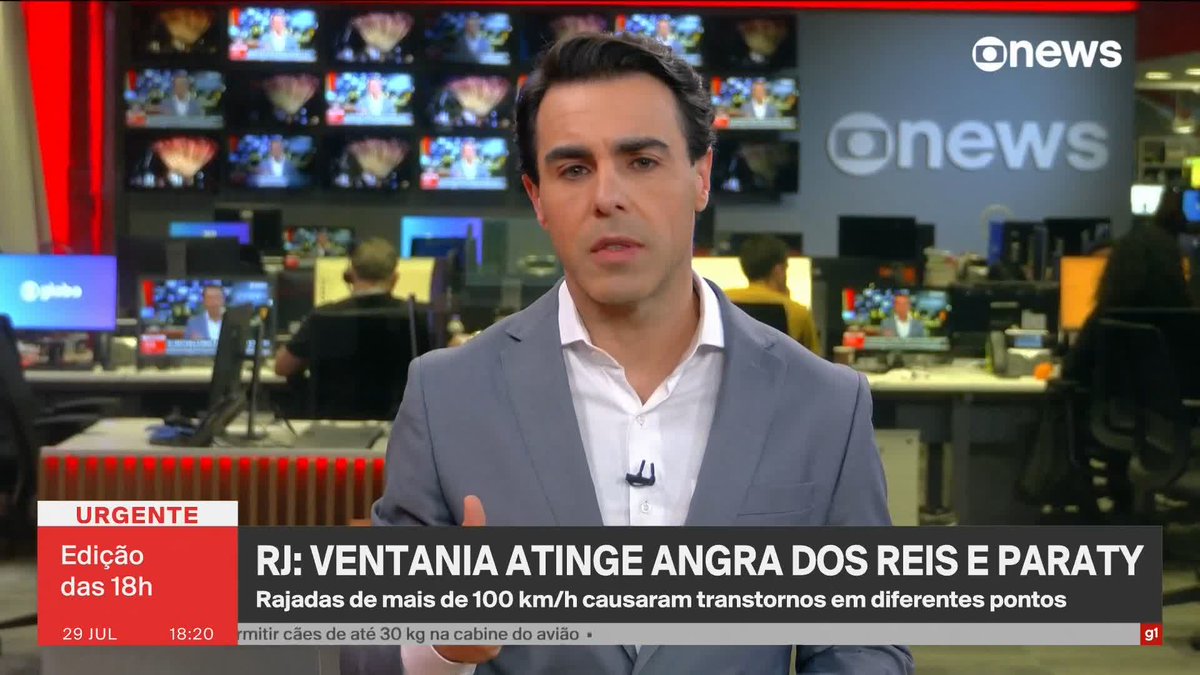 Litoral de São Paulo registra ventos de mais de 110 km/h nesta quarta-feira (29). Dois homens morreram. ➡ Assista à #GloboNews ao vivo: #Edição18