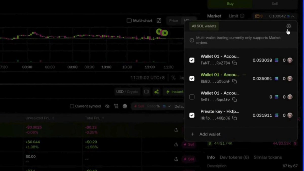 Trade across all your wallets in one click on our DEX. Multi-Wallet Trading lets you execute orders together, with built-in buy variance and custom intervals. Try now: