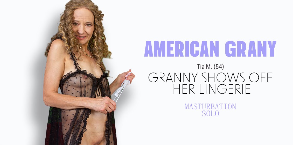 Horny American granny Tia M., 54, strips out of her sheer lingerie and fingers her wet shaved pussy. Watch this skinny mature beauty spread her legs and rub her big clit on More of these model click here: ⬇️