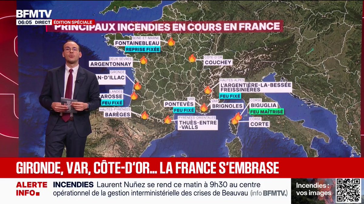 La France est toujours en proie aux flammes, avec des incendies en cours en Gironde, dans le Var et en Côte-d'Or
