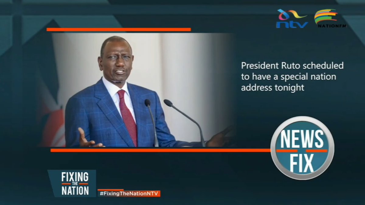 President Ruto to address the nation tonight. #NewsFixNTV #FixingTheNationNTV @Nationfmke @ericlatiff Fellaris Wambui