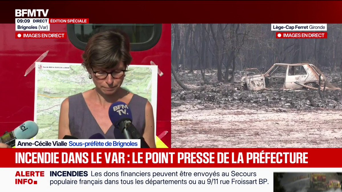 Incendie dans le Var: "280 hommes engagés au sol, 4 hélicoptères et 75 engins au sol", indique la sous-préfète de Brignoles