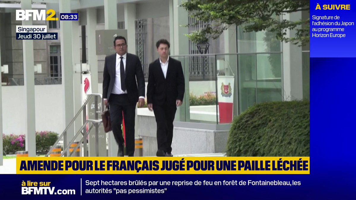 Accusé d'avoir léché une paille avant de la remettre dans un distributeur à Singapour, l'étudiant français condamné à une amende alors qu'il encourait une peine de prison #BFM2