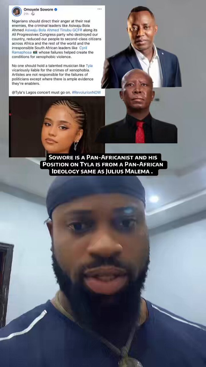 Sowore is a Pan-Africanist and his Position on Tyla is from a Pan-African Ideology same as Julius Malema .