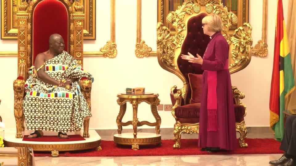 During her Ghana visit, Archbishop Sarah Mullally joined a church service with the King of Asante and emphasized the importance of cultural preservation