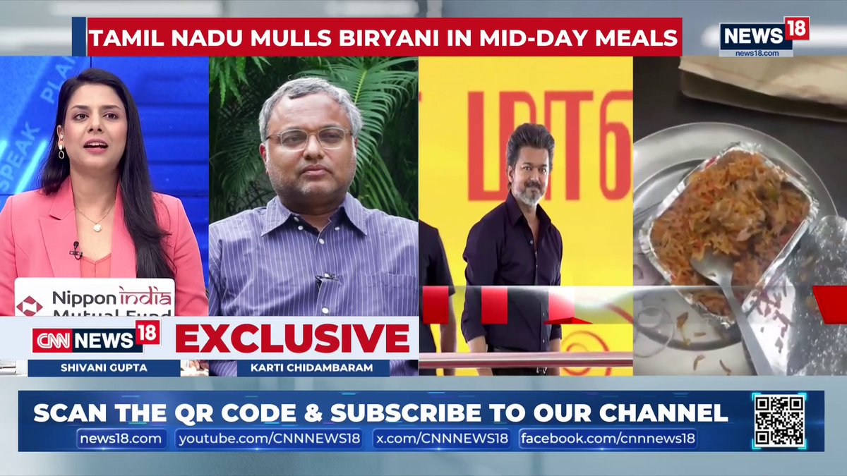 #Exclusive | Chicken Biryani in Tamil Nadu schools, DMK opposes DMK is yet to reconcile with the fact they have lost the elections. Meat and seafood are part of our dietary tradition. No one is offended by the fact that someone is having non-veg. Kids need far more proteins: Karti P Chidambaram, Congress MP #PlainSpeak | Shivani Gupta