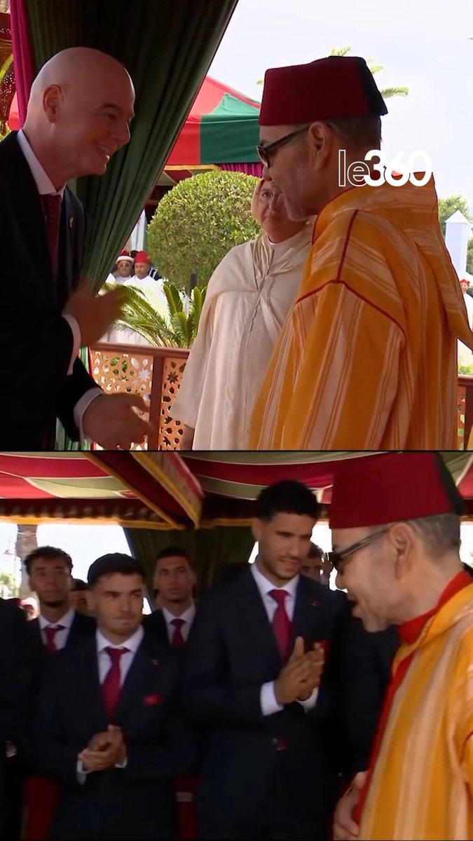 🇲🇦⚽️ Le président de la FIFA, Gianni Infantino, ainsi que plusieurs membres de l’équipe nationale, sont présents à M’diq, où le roi Mohammed VI préside une réception à l’occasion de la Fête du Trône.