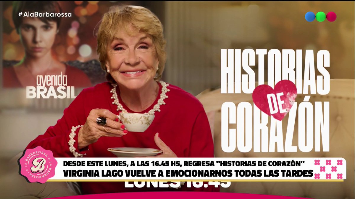 💞 #AvenidaBrasil en "Historias del corazón" con Virginia Lago desde el lunes a las 16.45 #ALaBarbarossa ahora en Telefe o