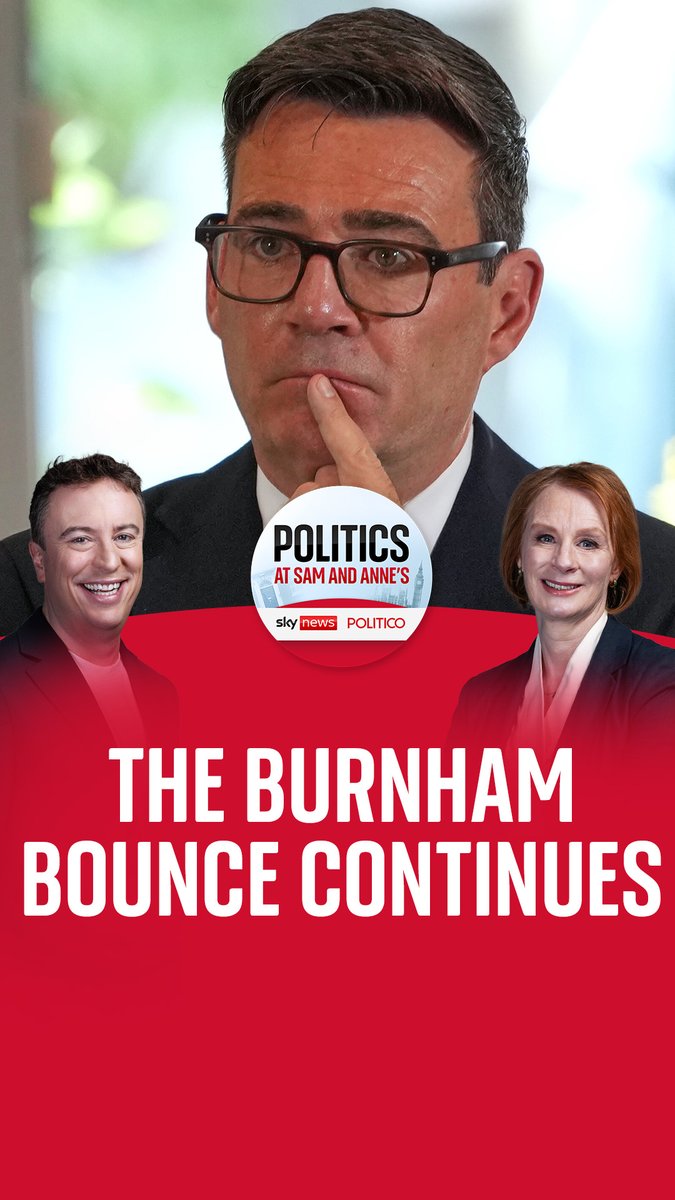 What do Burnham, Blair and Cameron all have in common? On the latest episode of Politics at Sam and Anne's, Sam Coates Sky says it is because of the way they all deliver speeches. Plus, more polling suggests the Burnham bounce continues. 🔗
