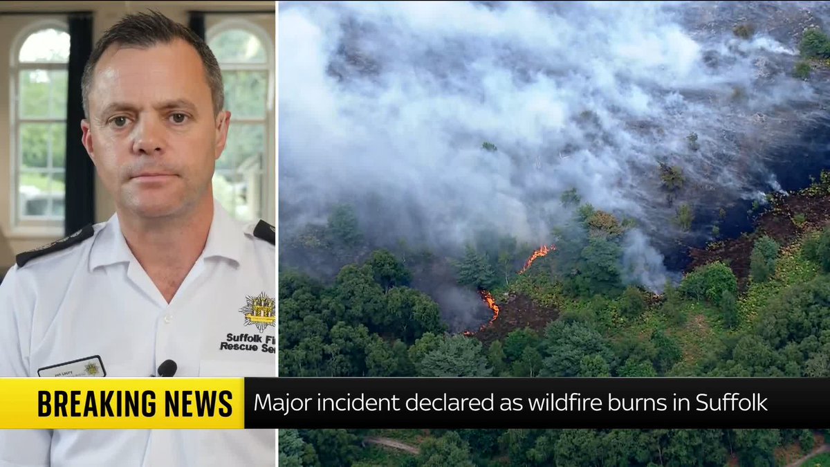 "It is difficult to get to the heart of the fire to tackle it." Suffolk Fire and Rescue Service chief fire officer Jon Lacey explains the challenges crews are facing to extinguish the wildfire in the area. 📺 Sky 501, Virgin 602, Freeview 233