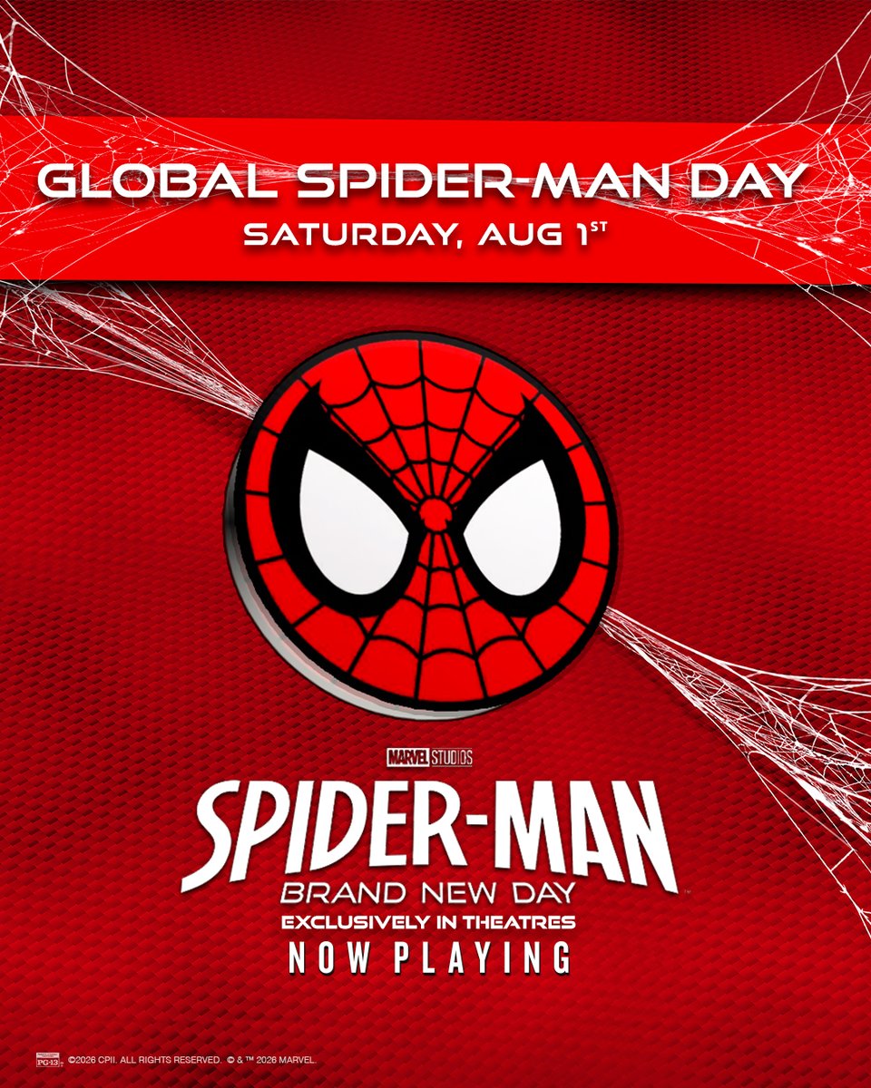 Celebrate Global Spider-Man Day at AMC Theatres with a free collectible pin when you go to see Spider-Man: Brand New Day on 8/1! Snag your tickets now! 🕸️
