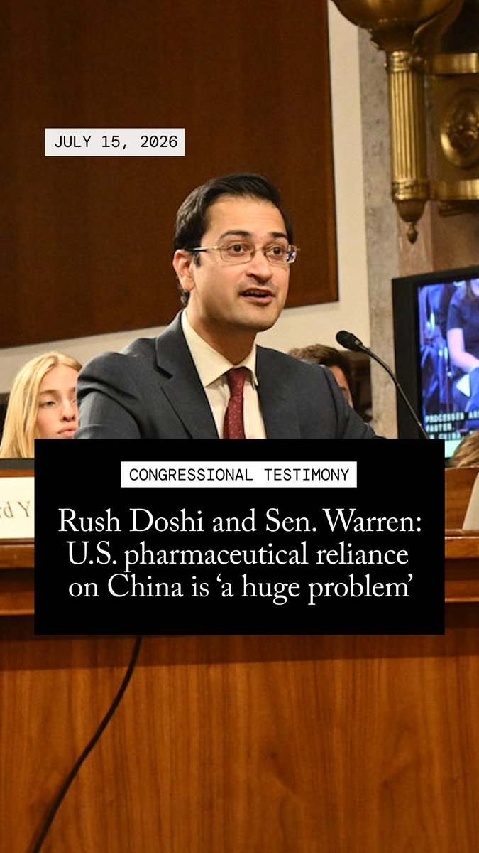 Senator Elizabeth Warren (D-MA) asks Rush Doshi, director of CFR China Strategy Initiative, about leveraging federal procurement power to make the U.S. pharmaceutical supply chain less dependent on China. “The U.S. government has incredible purchasing power, but right now we effectively focus on low cost, not resilience, and not quality. And so as a result, purchasing groups are not incentivized to purchase, you know, with any knowledge of upstream KSM or API dependency.”