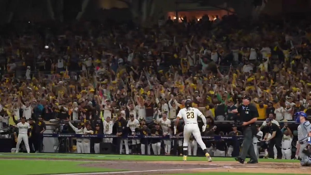Hey dodgers fans, This is called a playoff atmosphere This is called wanting a championship for your city This is called cheering for your team This is called a die-hard fanbase Take notes